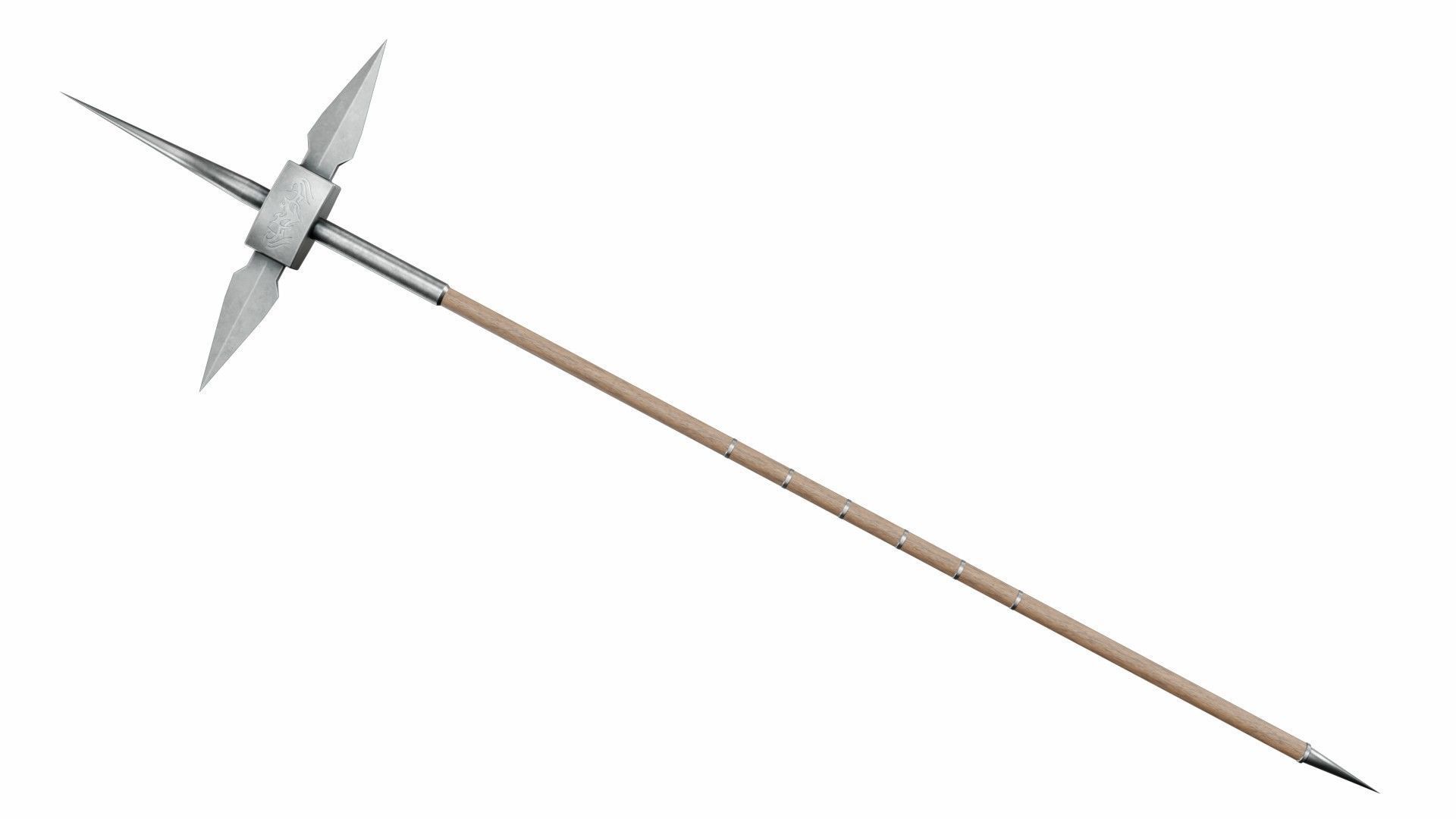 Cross tipped spear Low-poly 3D model_1
