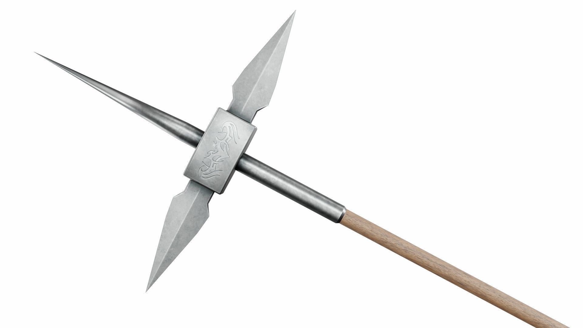Cross tipped spear Low-poly 3D model_2