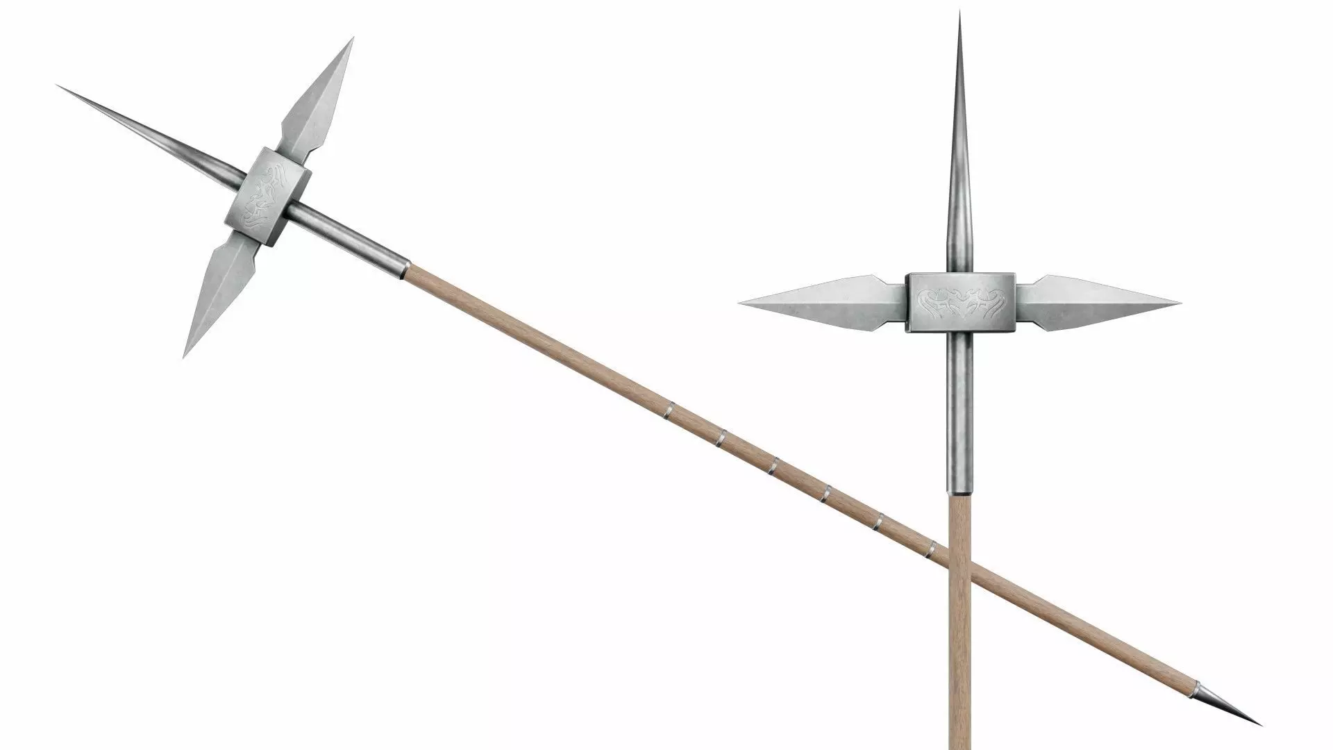 Cross tipped spear Low-poly 3D model_0