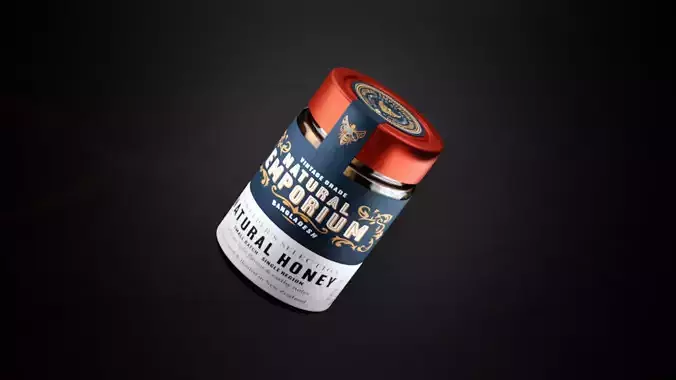 Honey Cream Bottle with Package Design - 3D Model