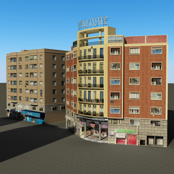 Building Collection 77-80 Low-poly 3D model_3