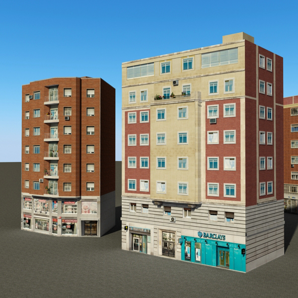 Building Collection 77-80 Low-poly 3D model_2