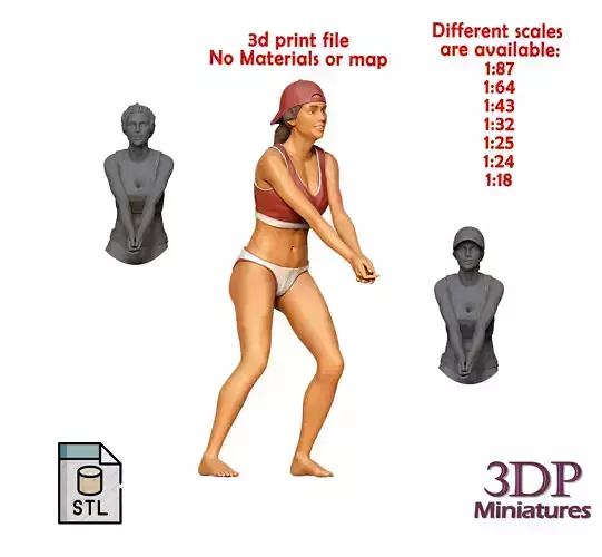 N1 VolleyBall Player on the Beach 3D print model