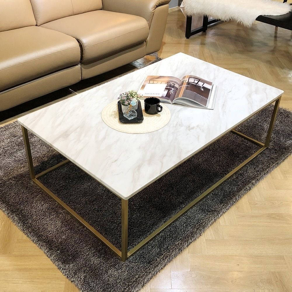 Amelie marble marble gold sofa table 3D model_2