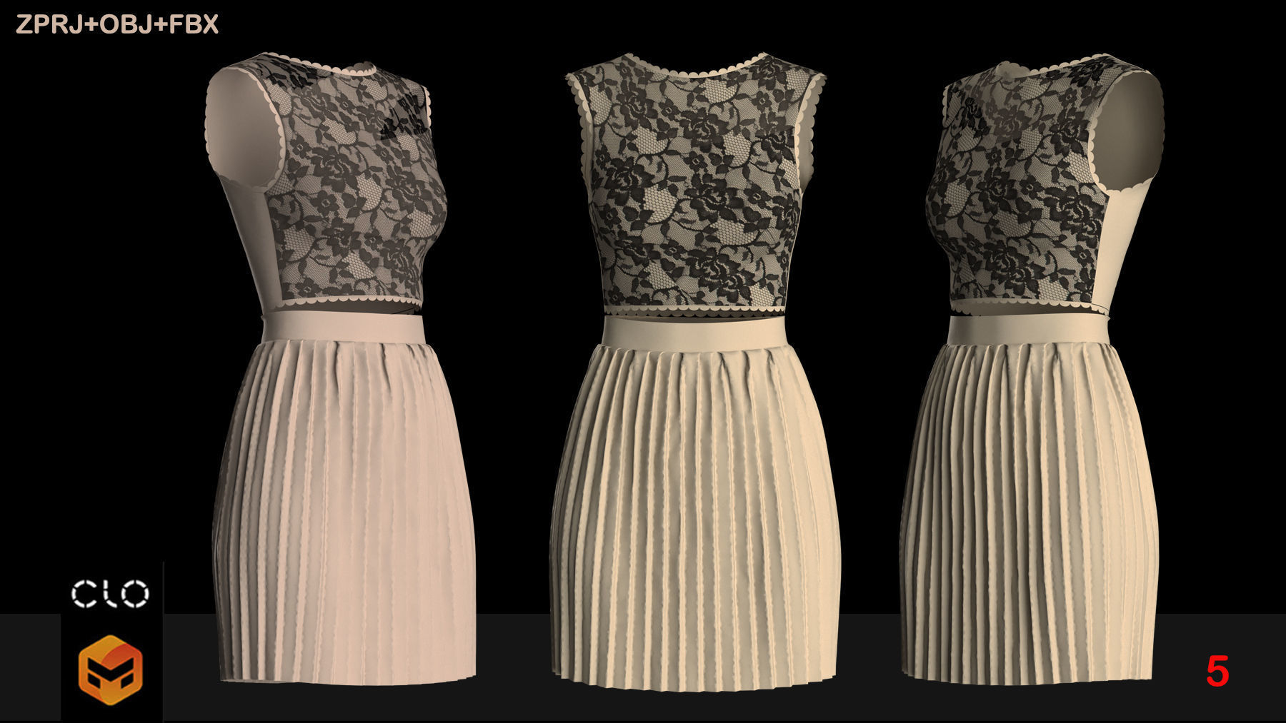 5 TOP AND SKIRT OUT FITS PACK 3D model_5