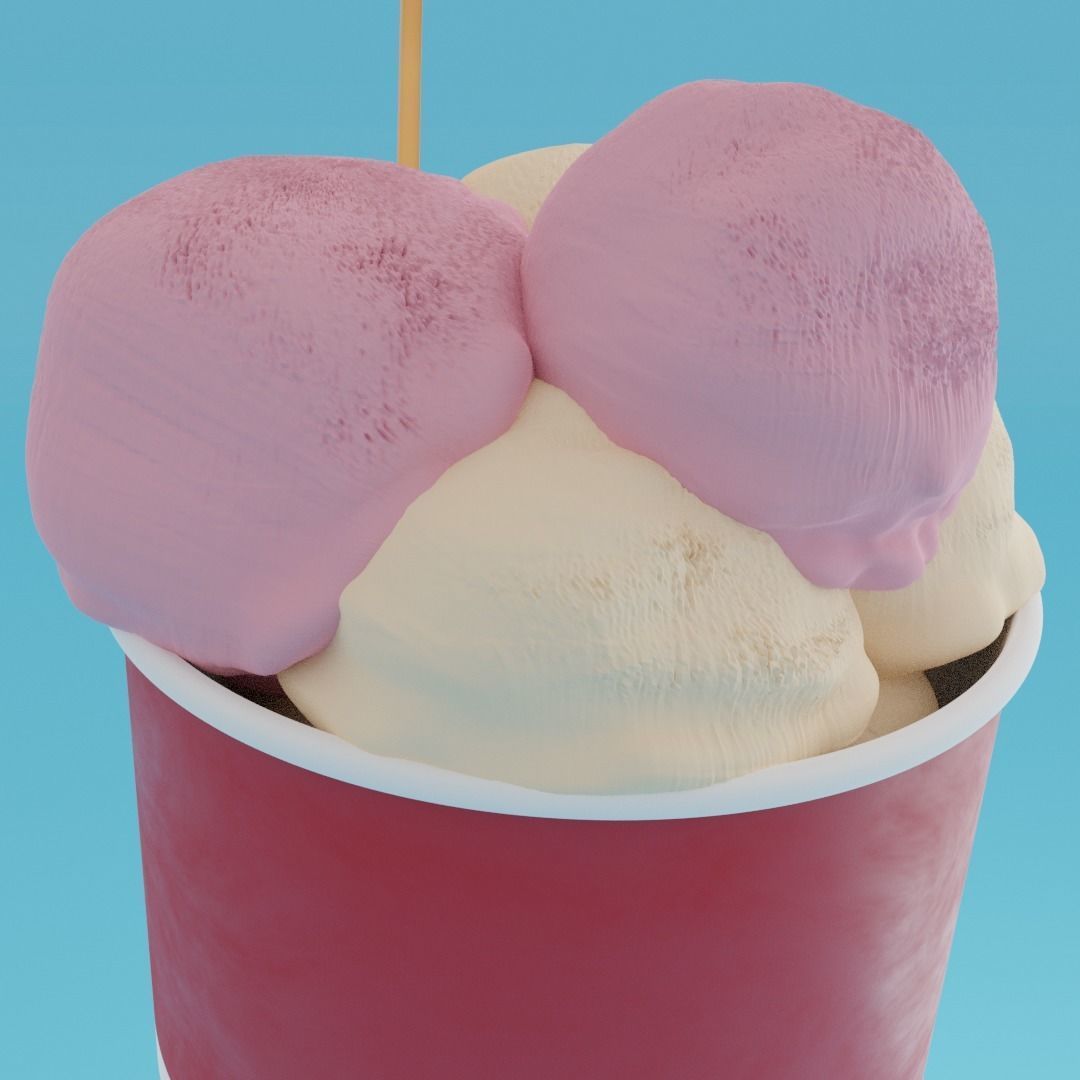 Plain cup of ice cream 3D model_2