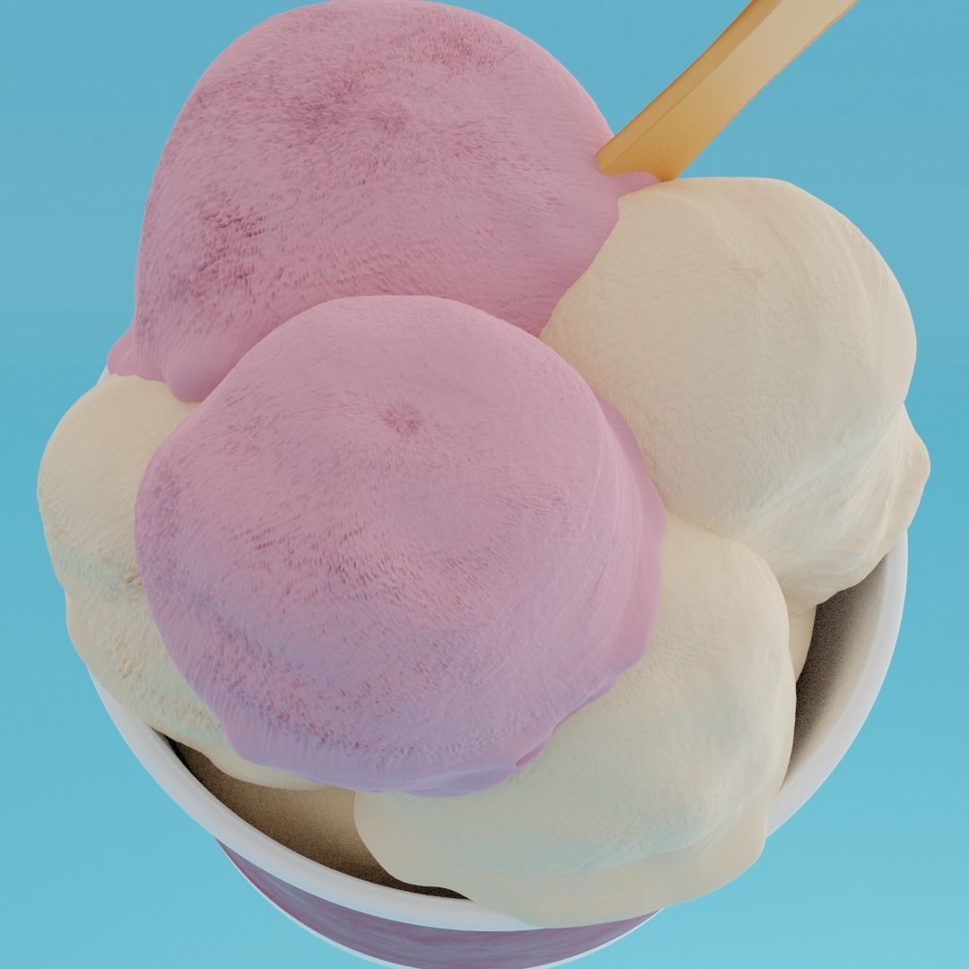 Plain cup of ice cream 3D model_3