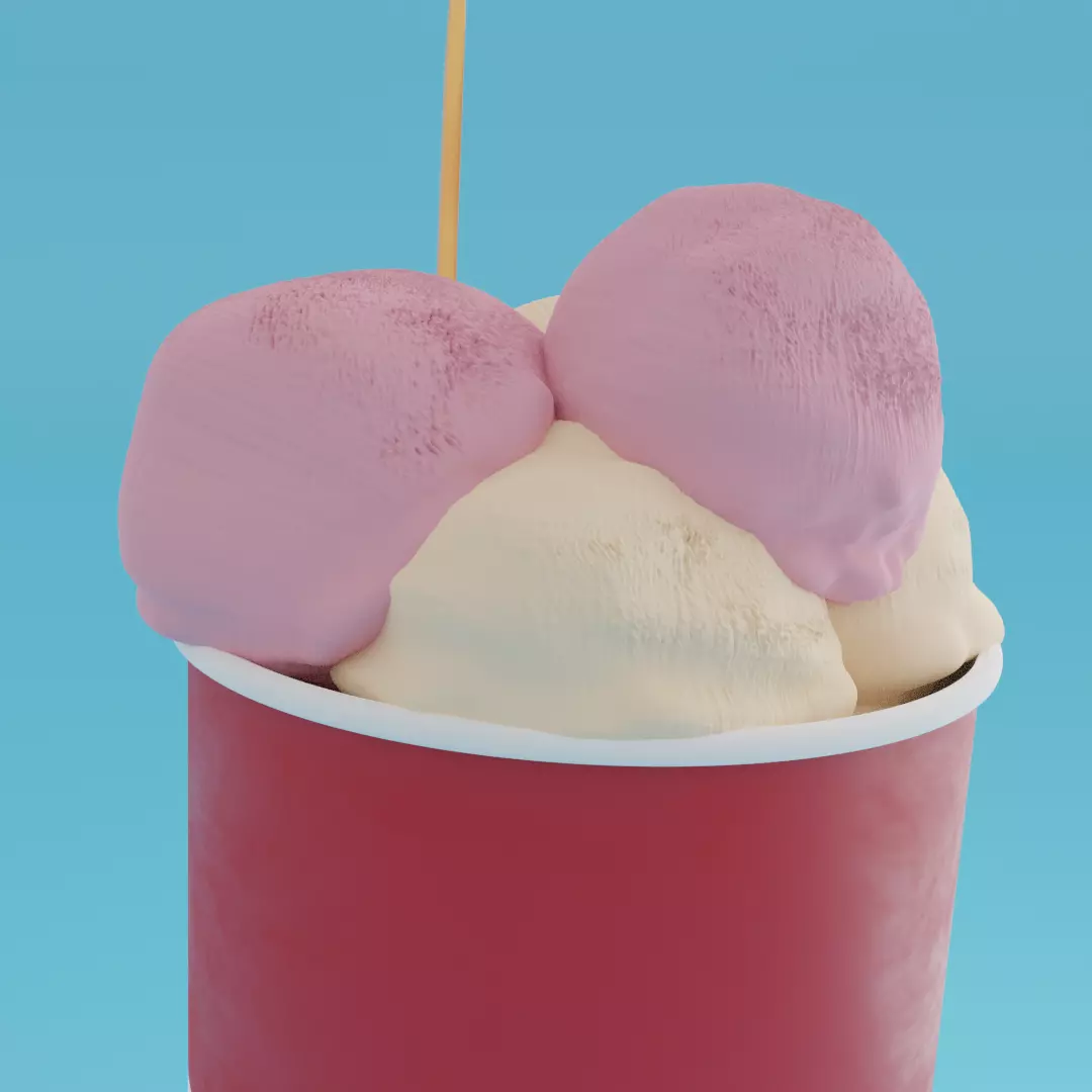 Plain cup of ice cream 3D model_0