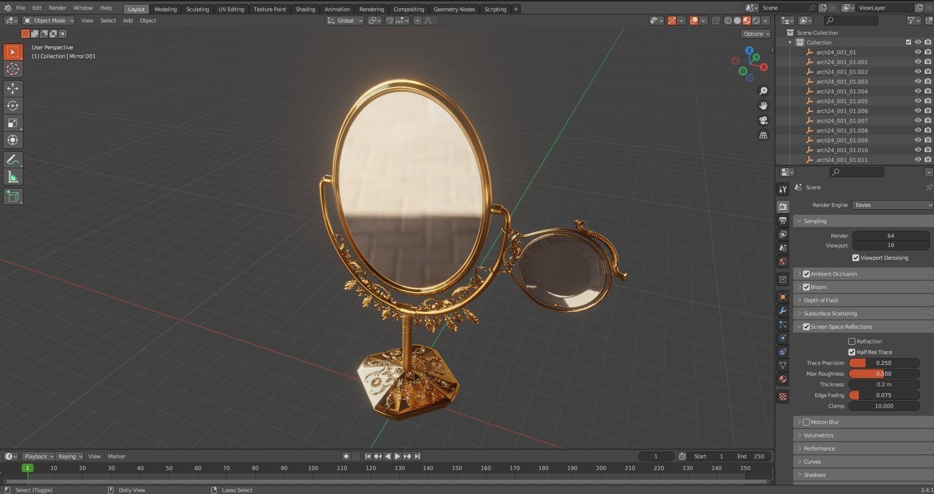 Antique Mirror 3D model_9