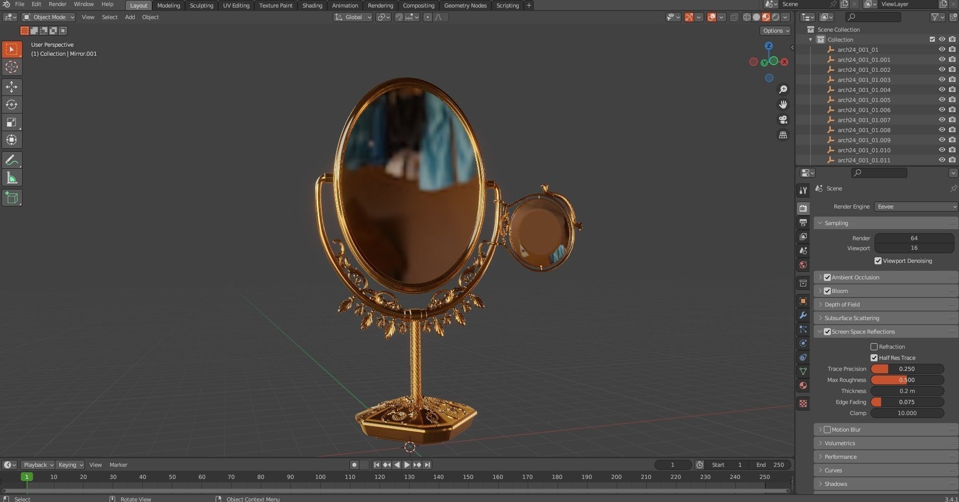 Antique Mirror 3D model_8