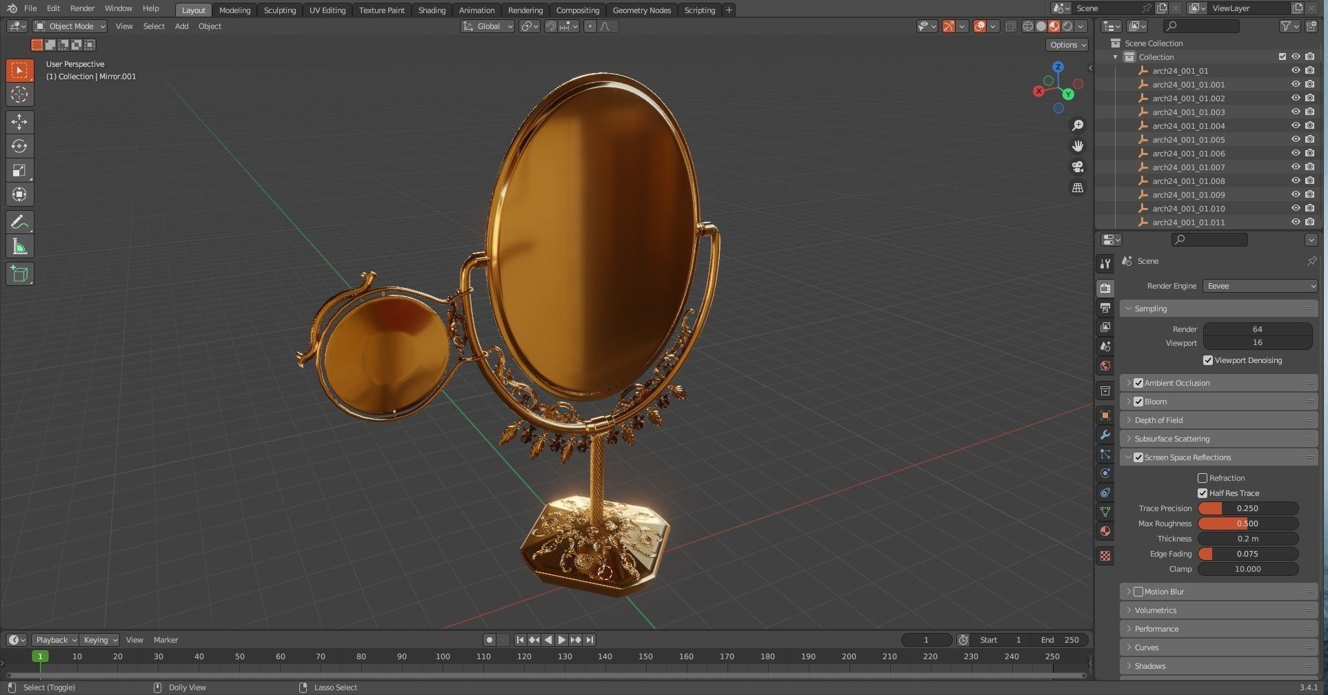 Antique Mirror 3D model_10