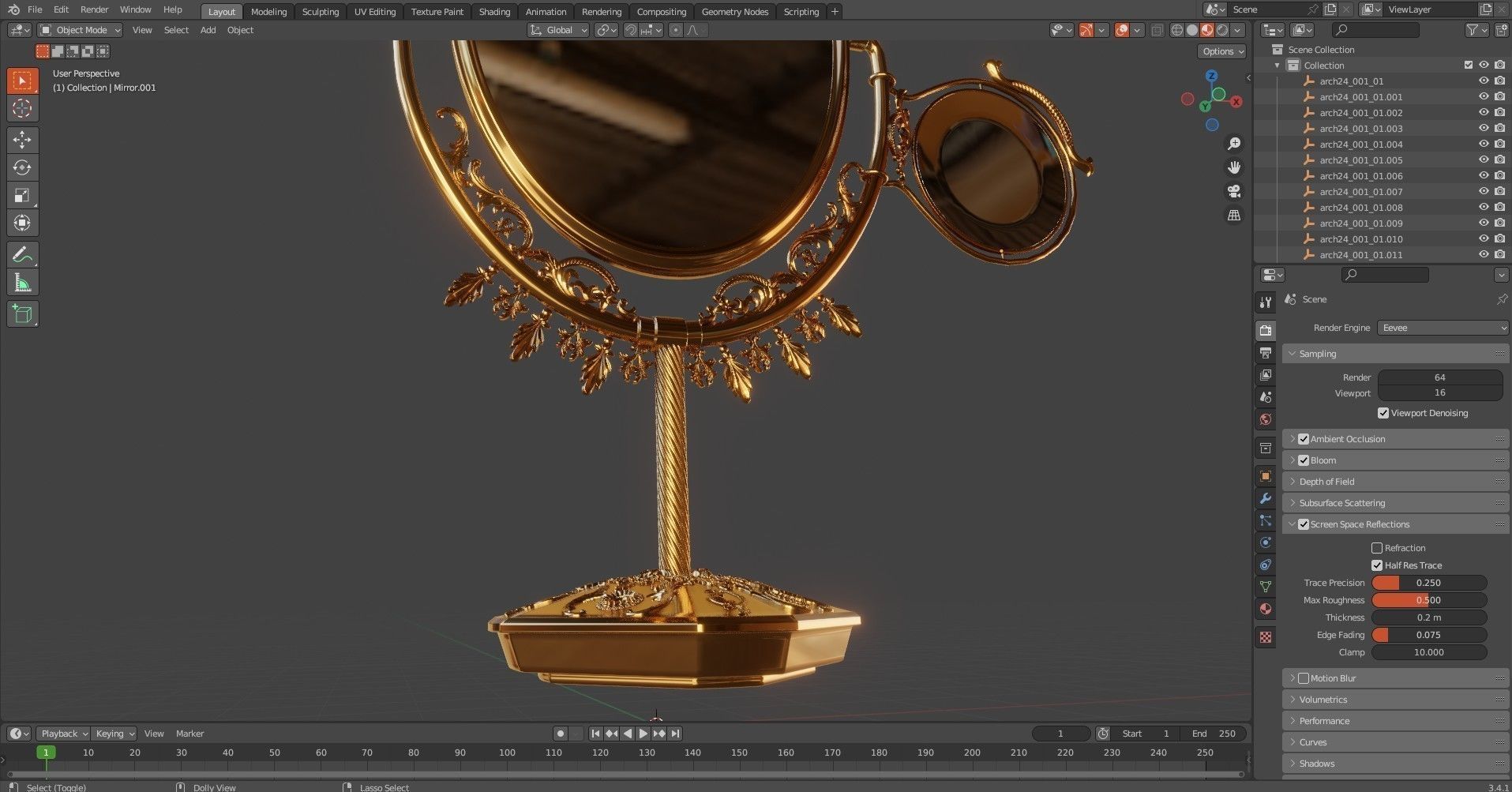 Antique Mirror 3D model_12