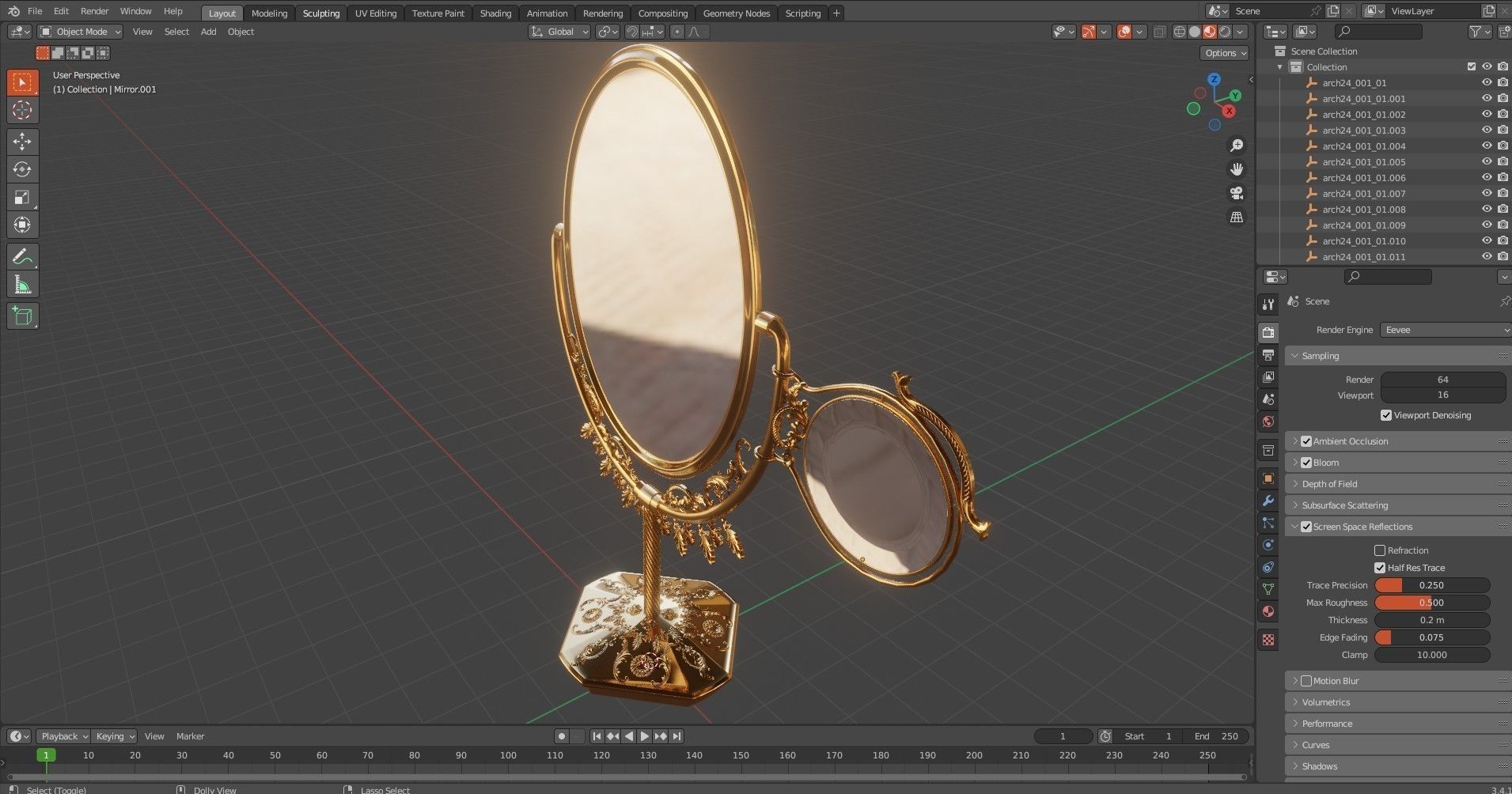 Antique Mirror 3D model_11