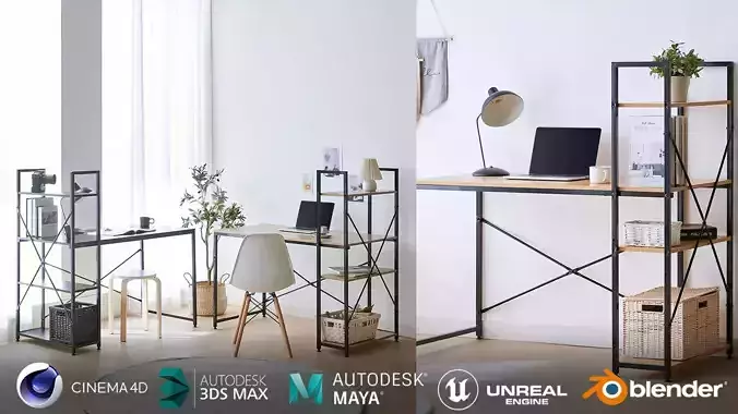 Simple H-shaped desk
