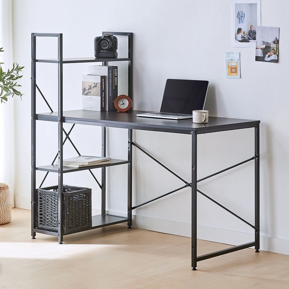 Simple H-shaped desk 3D model_2