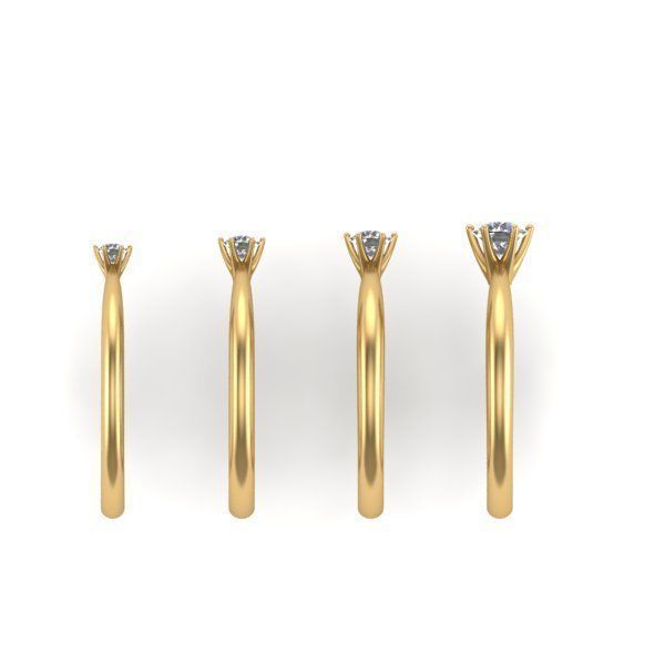 Engagement Ring 4 gems sizes 3D print model_3