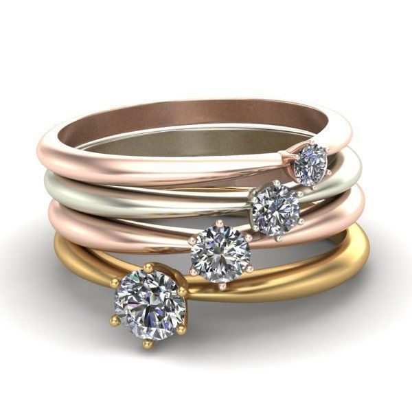 Engagement Ring 4 gems sizes 3D print model_5