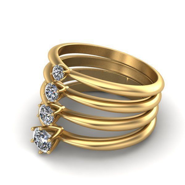 Engagement Ring 4 gems sizes 3D print model_4