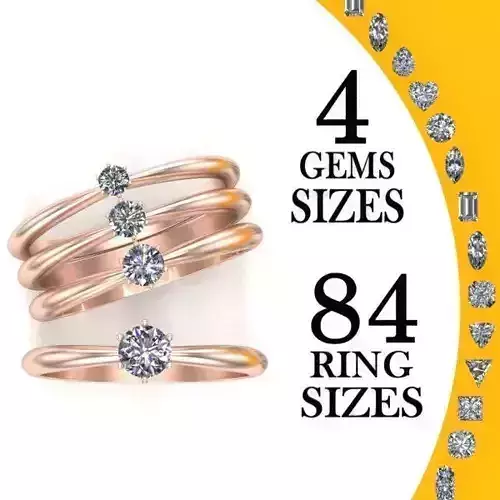 Engagement Ring 4 gems sizes