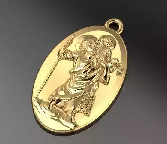 St Christopher Pendant 3D Model Religious Jewelry 3D print model 3D print model