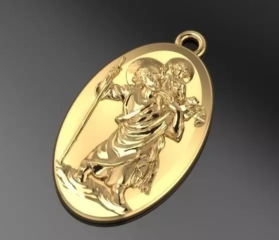 St Christopher Pendant 3D Model Religious Jewelry 3D print model 3D print model_0