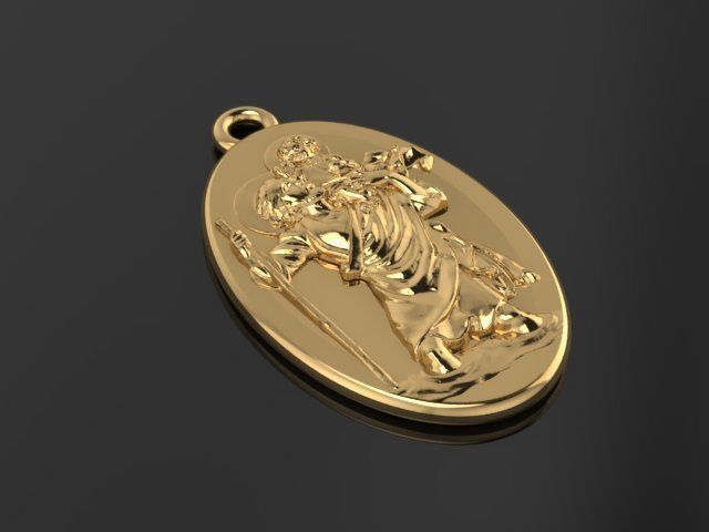 St Christopher Pendant 3D Model Religious Jewelry 3D print model 3D print model_2