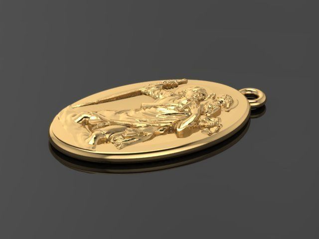 St Christopher Pendant 3D Model Religious Jewelry 3D print model 3D print model_1