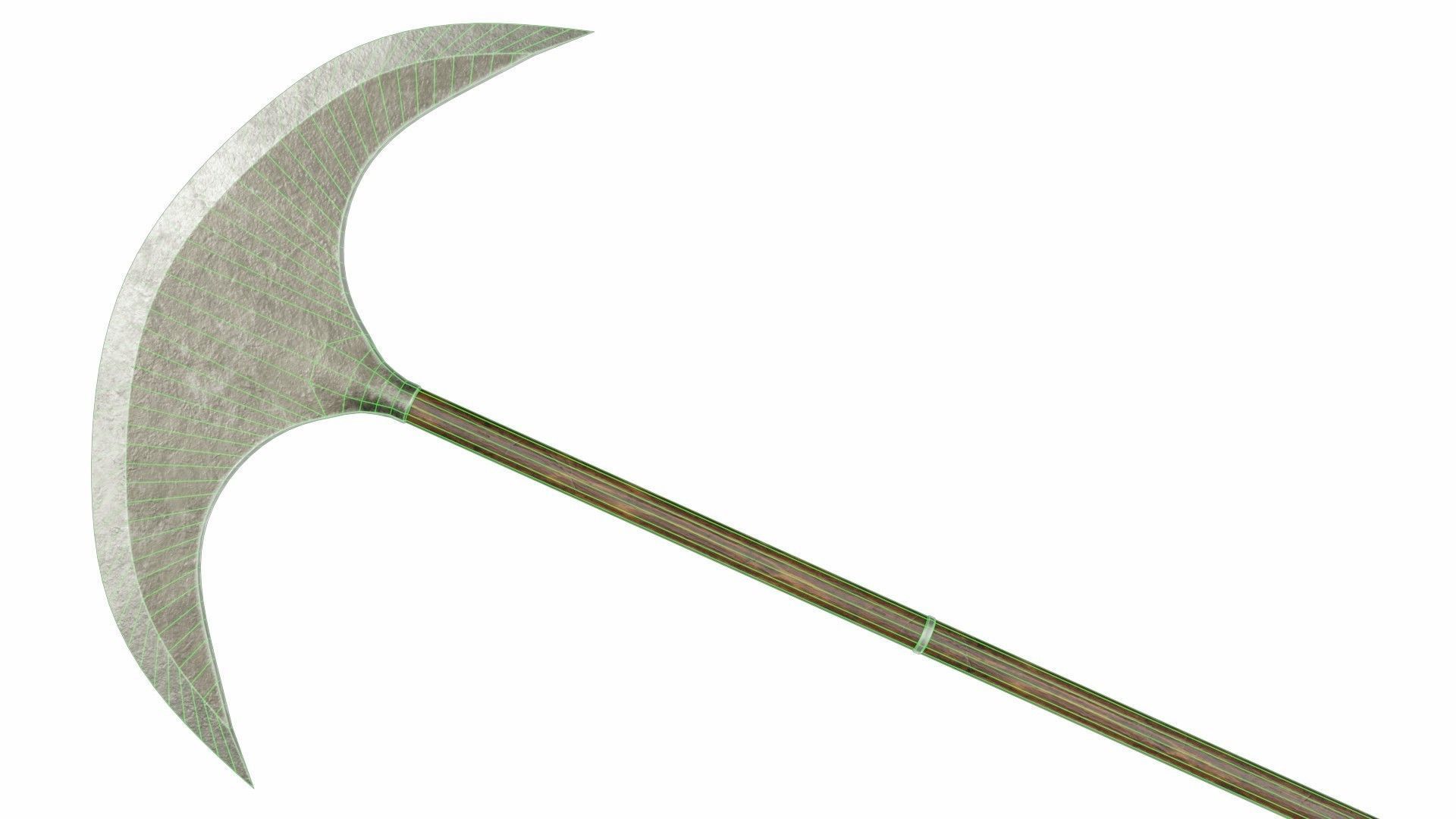 Sharp axe spear Low-poly 3D model_6