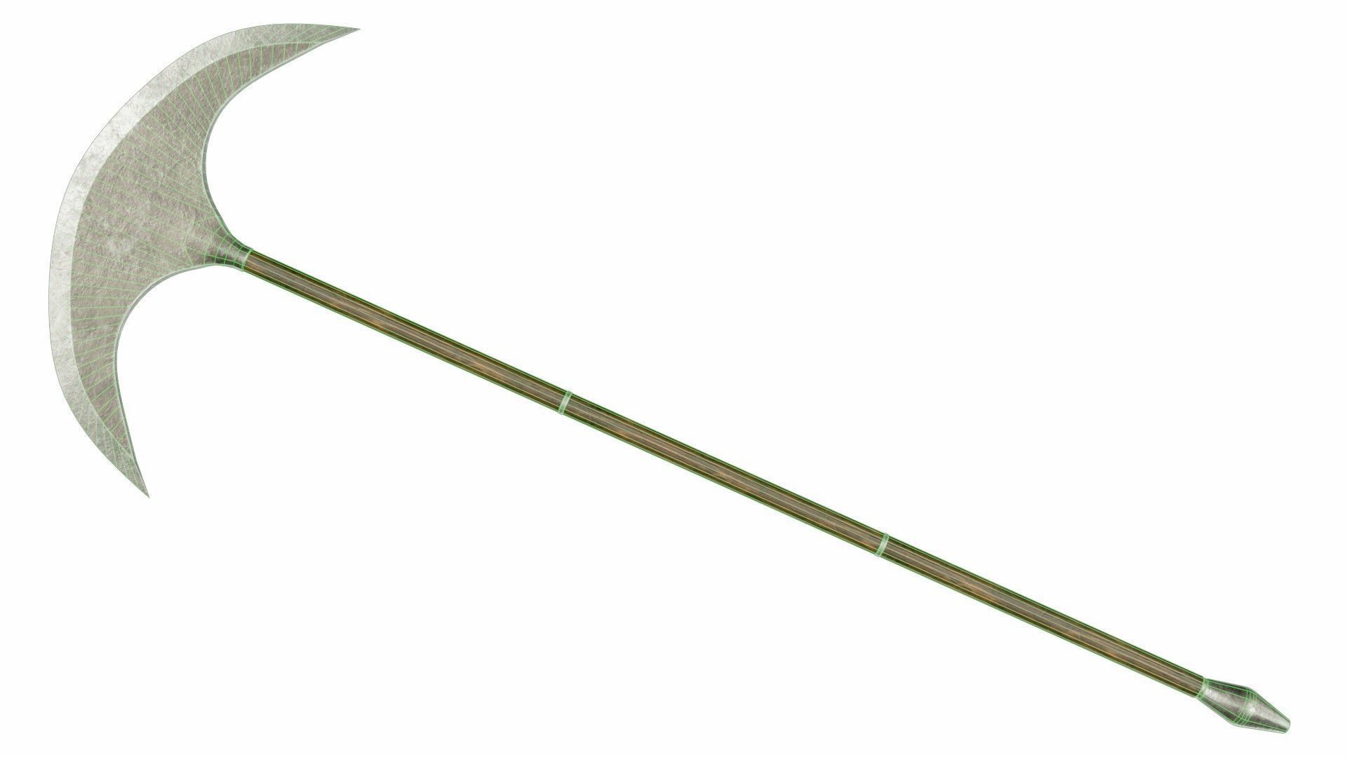 Sharp axe spear Low-poly 3D model_5