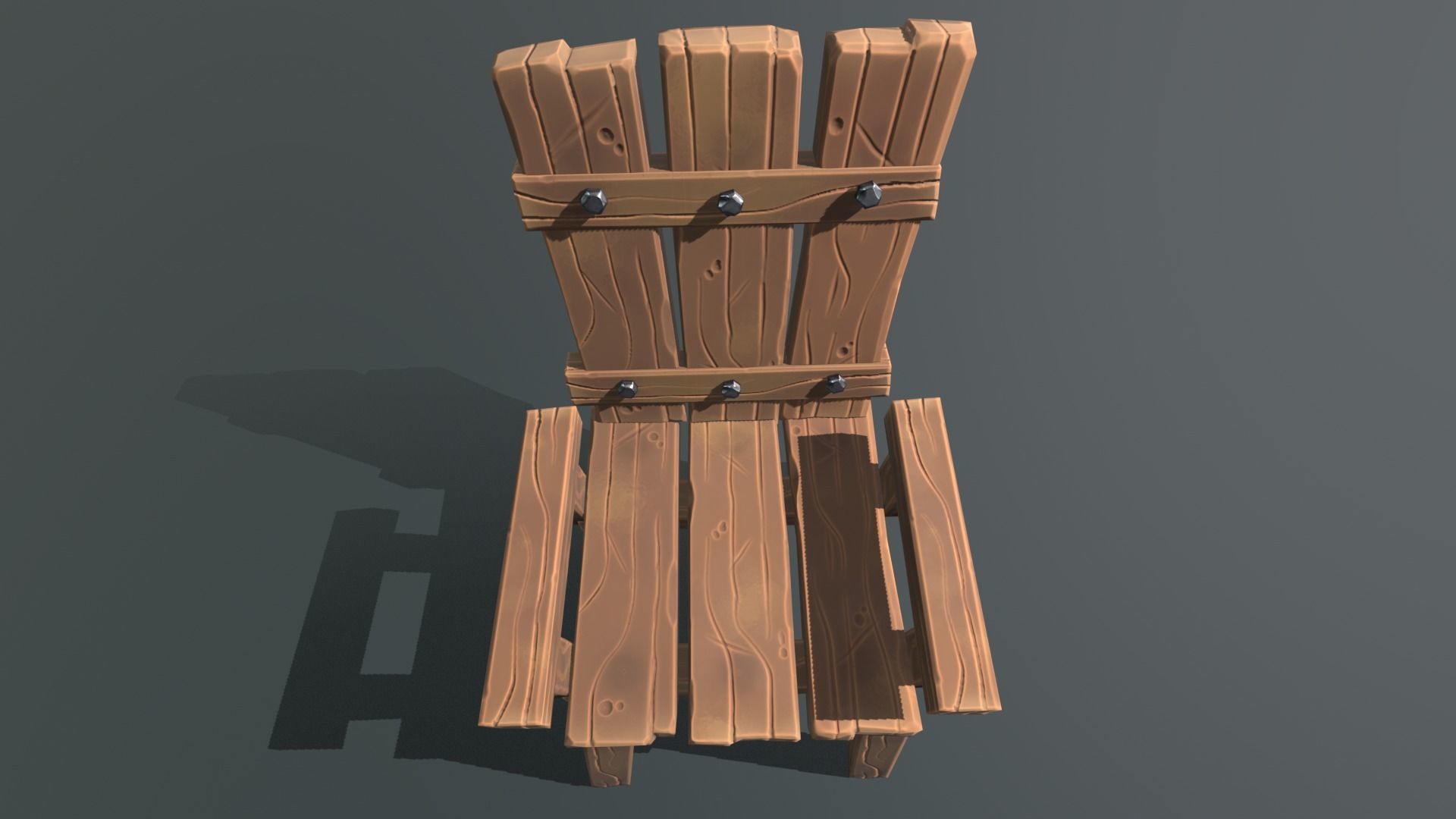 Stylized Dining Table and Chairs Low-poly 3D model_14