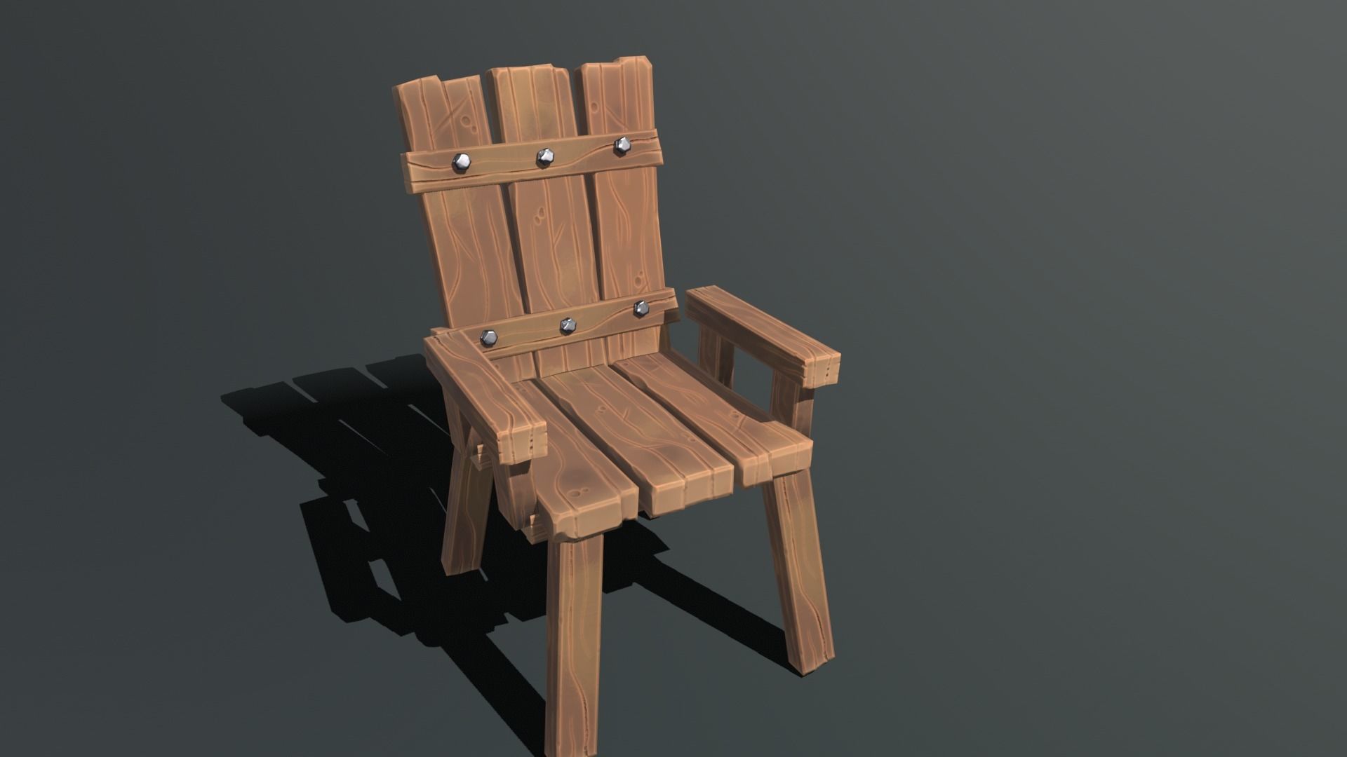Stylized Dining Table and Chairs Low-poly 3D model_6