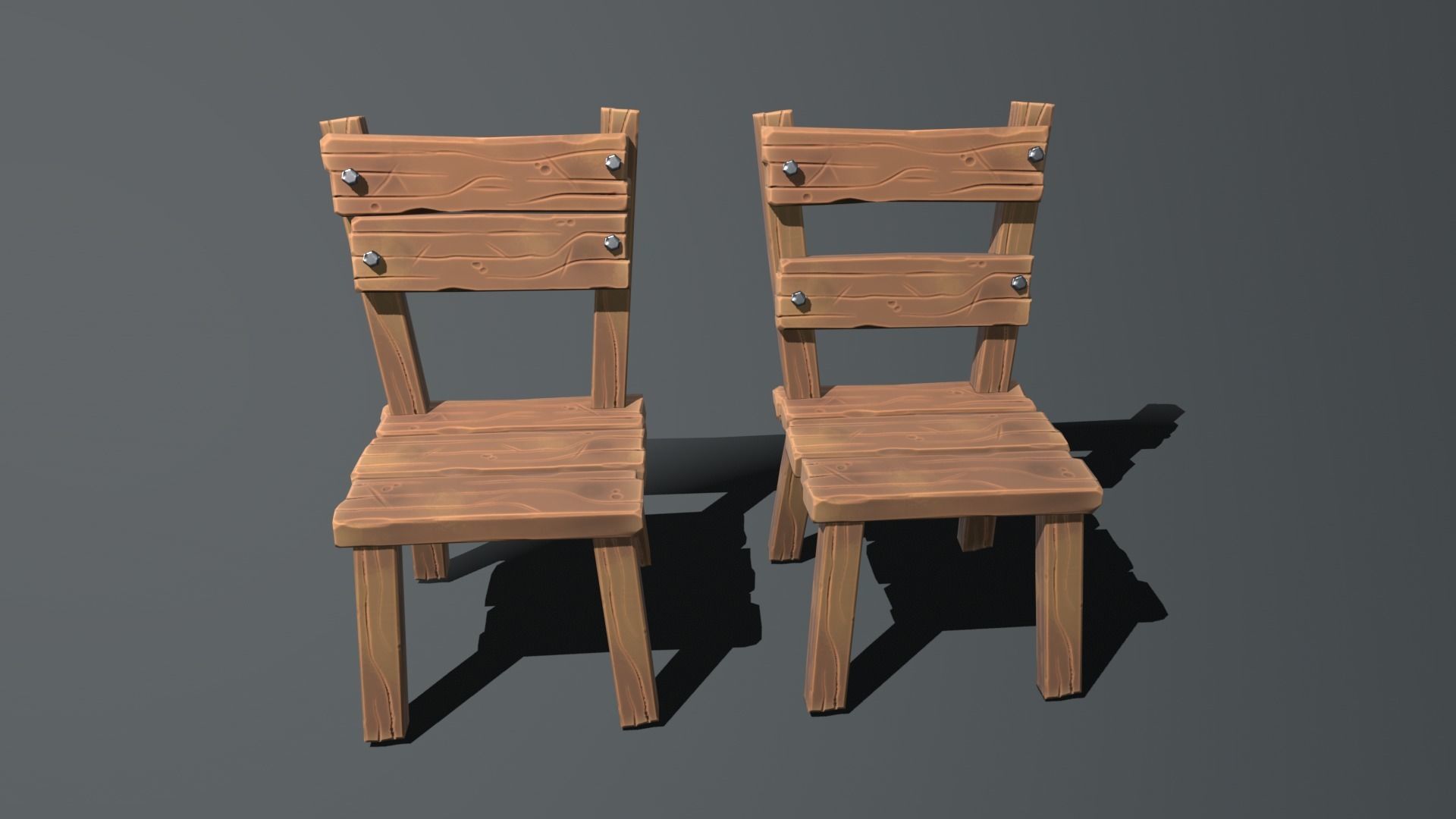 Stylized Dining Table and Chairs Low-poly 3D model_8