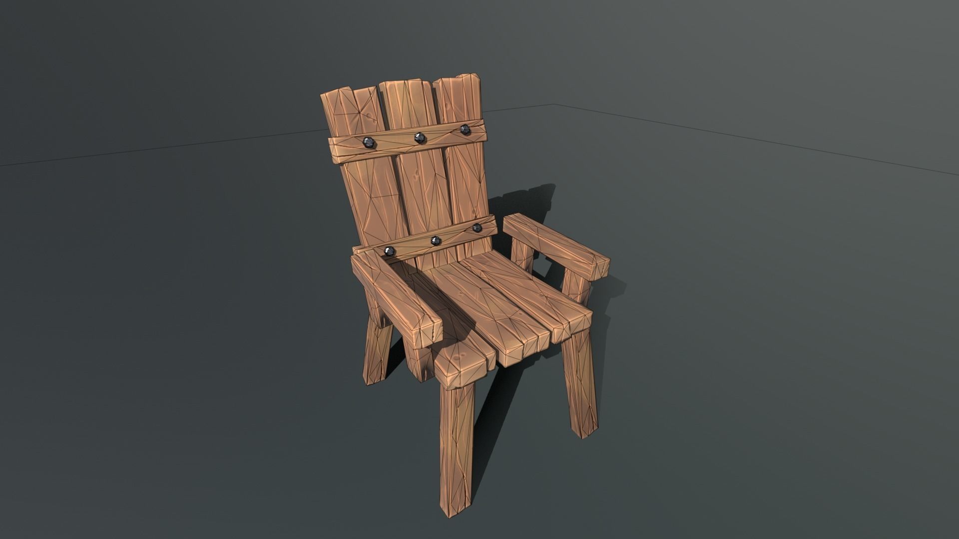 Stylized Dining Table and Chairs Low-poly 3D model_11