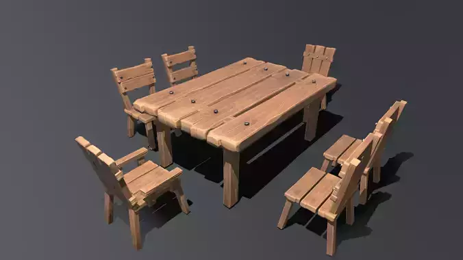 Stylized Dining Table and Chairs