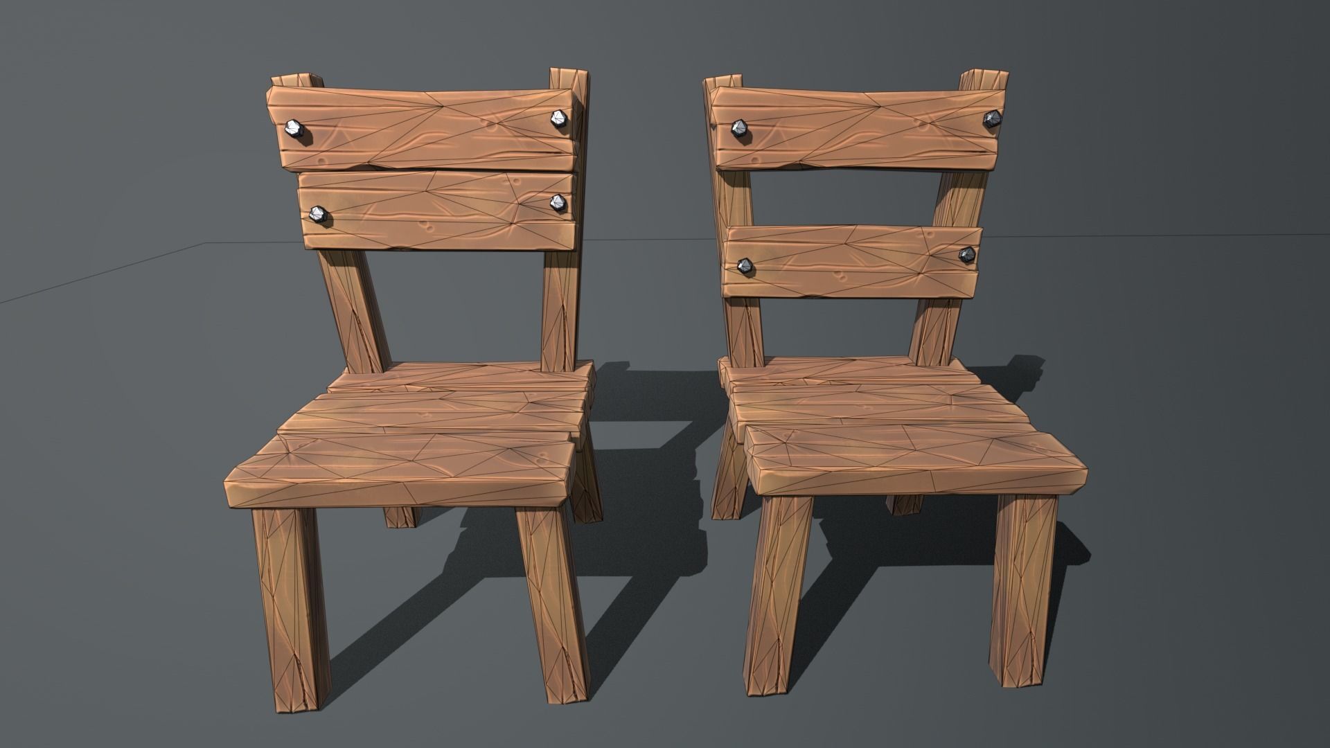 Stylized Dining Table and Chairs Low-poly 3D model_10