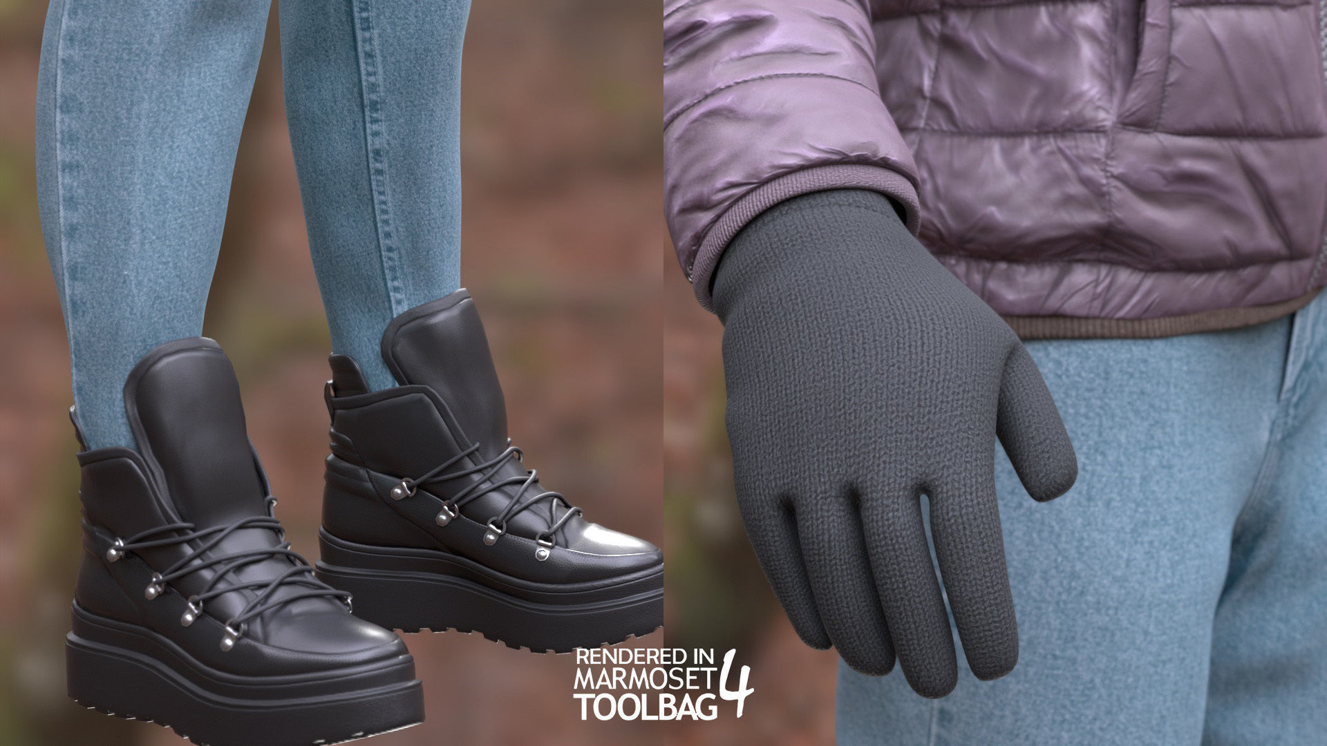 Woman - Winter Outfit 3 - Modular - Rigged Low-poly 3D model_13