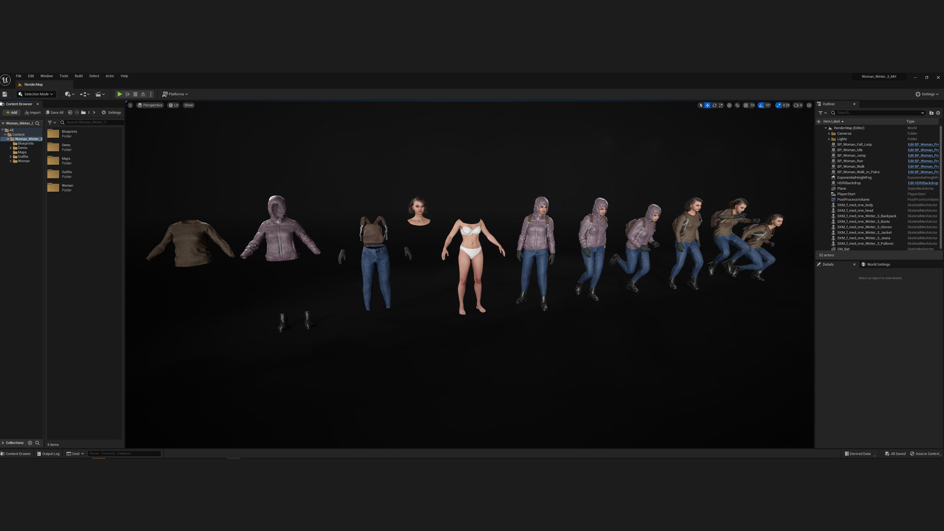 Woman - Winter Outfit 3 - Modular - Rigged Low-poly 3D model_5