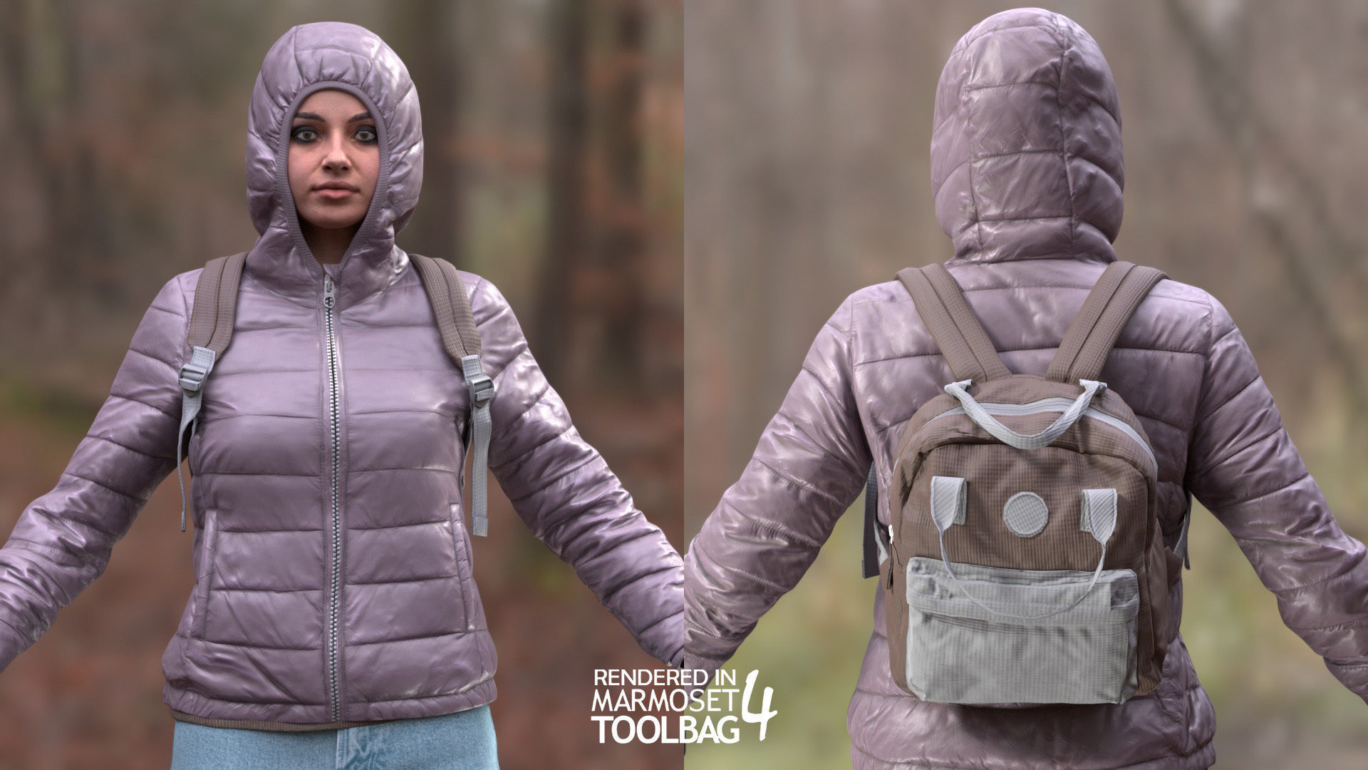 Woman - Winter Outfit 3 - Modular - Rigged Low-poly 3D model_9