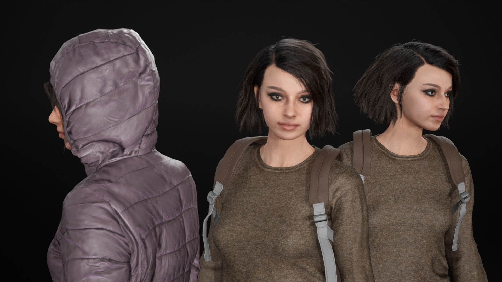 Woman - Winter Outfit 3 - Modular - Rigged Low-poly 3D model_21