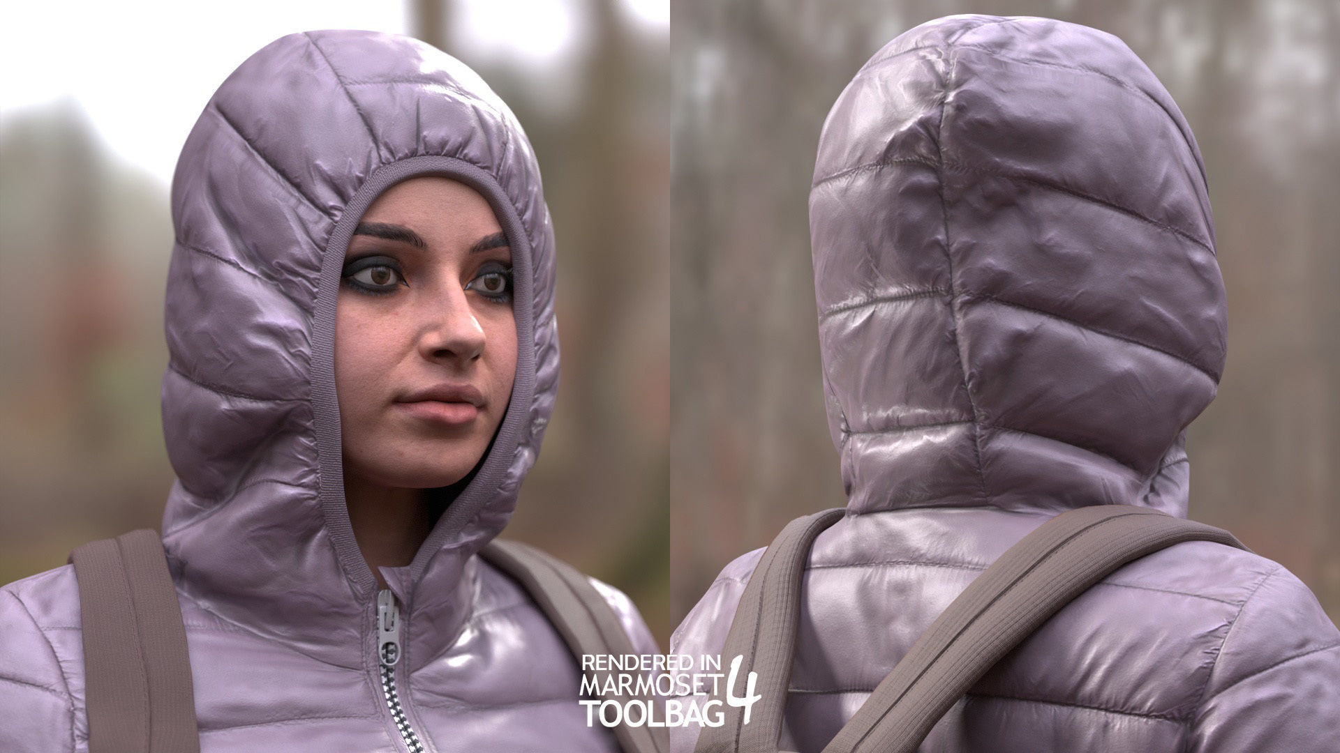 Woman - Winter Outfit 3 - Modular - Rigged Low-poly 3D model_10