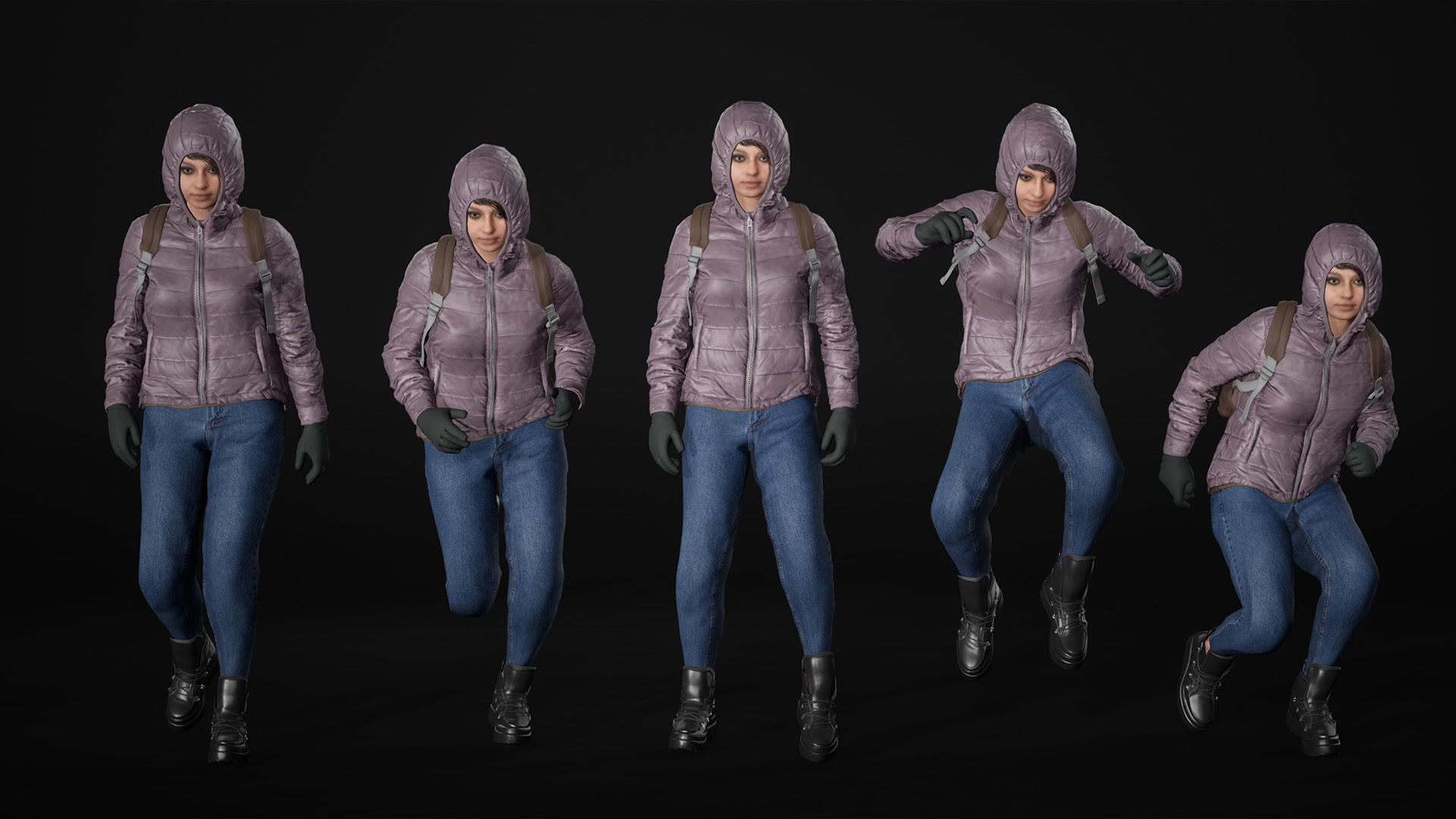 Woman - Winter Outfit 3 - Modular - Rigged Low-poly 3D model_16