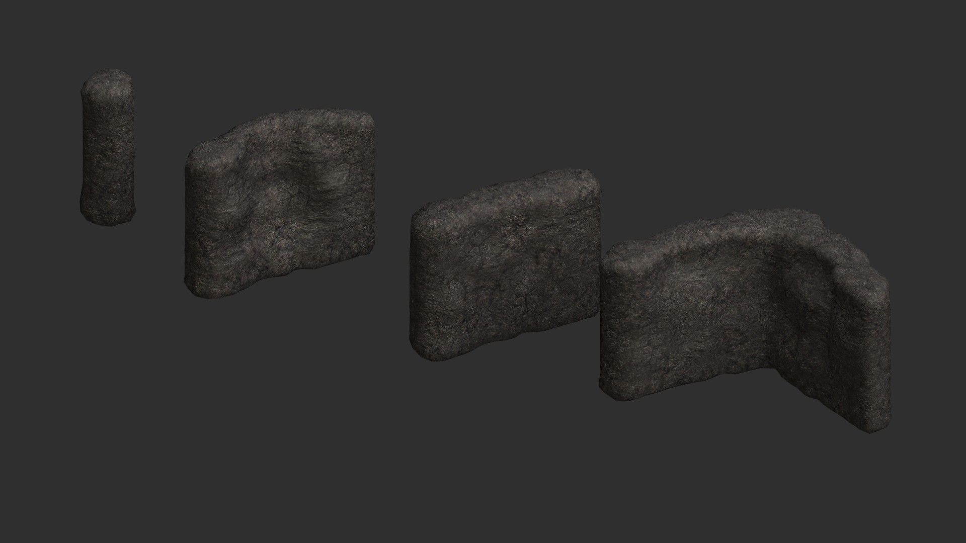 Cave Walls Combo - Base Low-poly 3D model_2