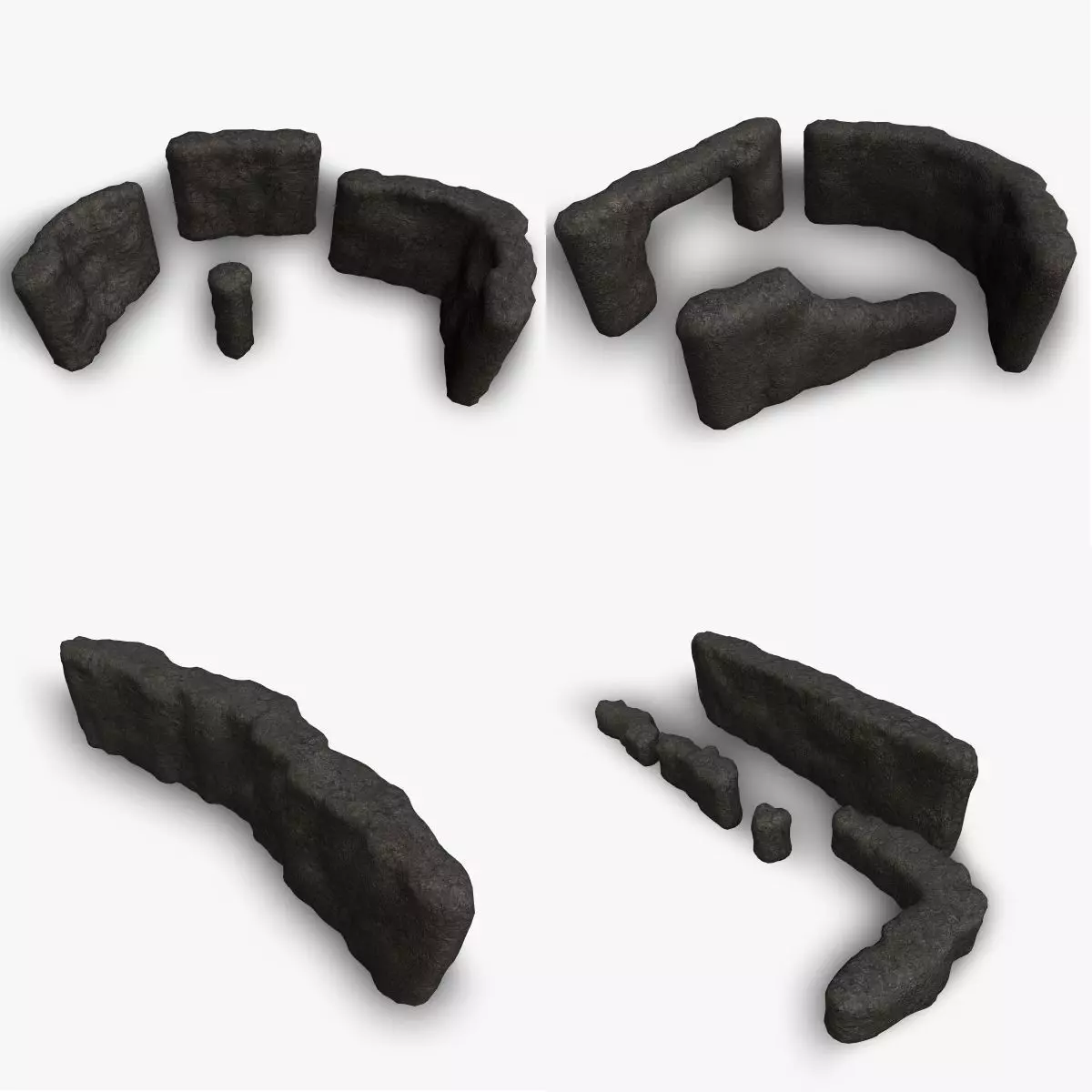 Cave Walls Combo - Base Low-poly 3D model_0