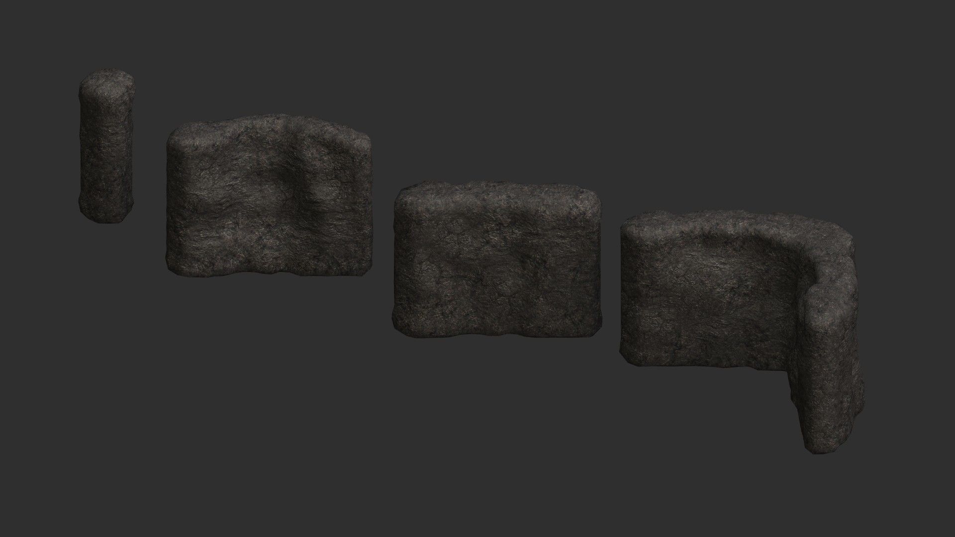 Cave Walls Combo - Base Low-poly 3D model_1