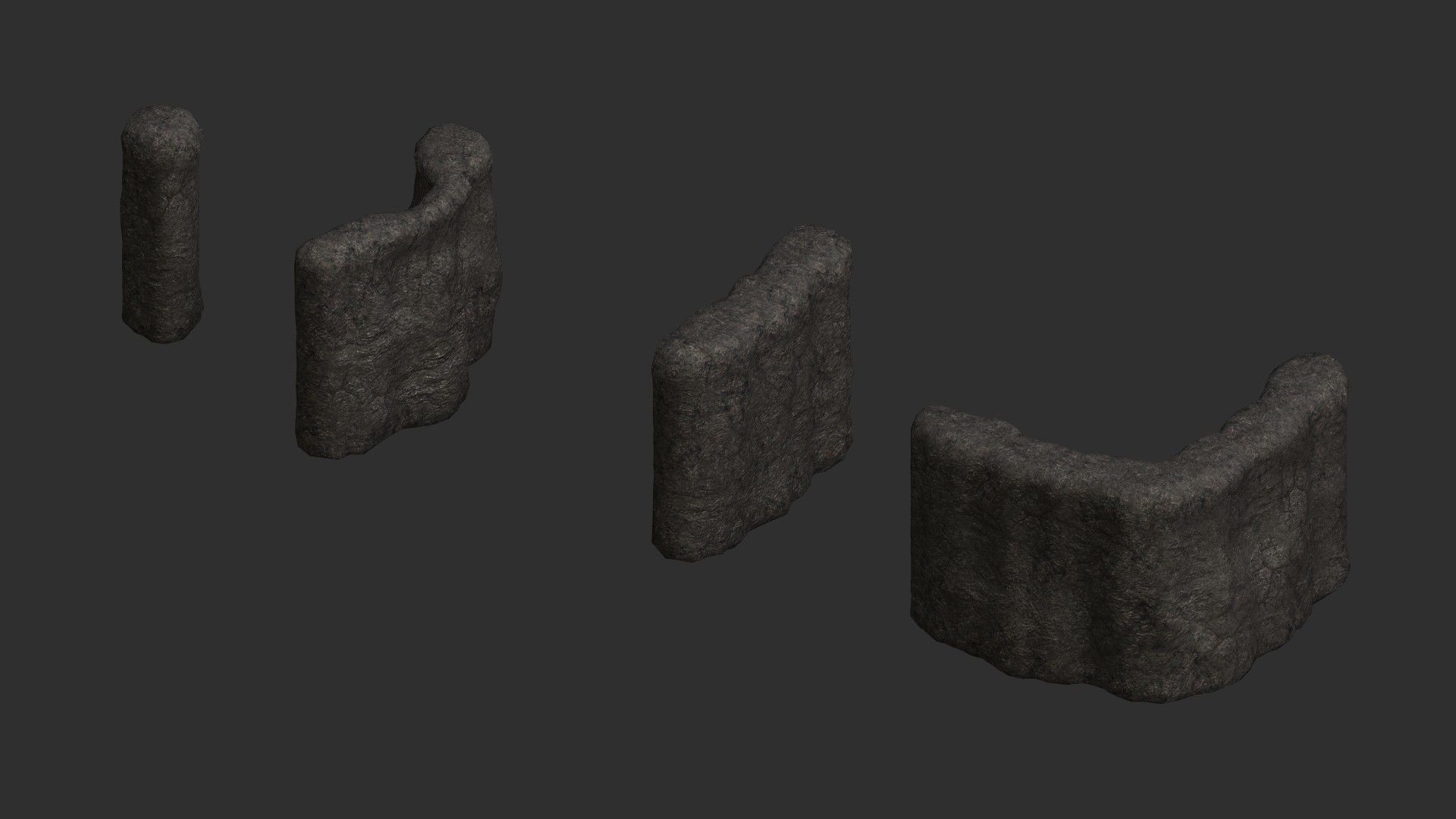 Cave Walls Combo - Base Low-poly 3D model_3