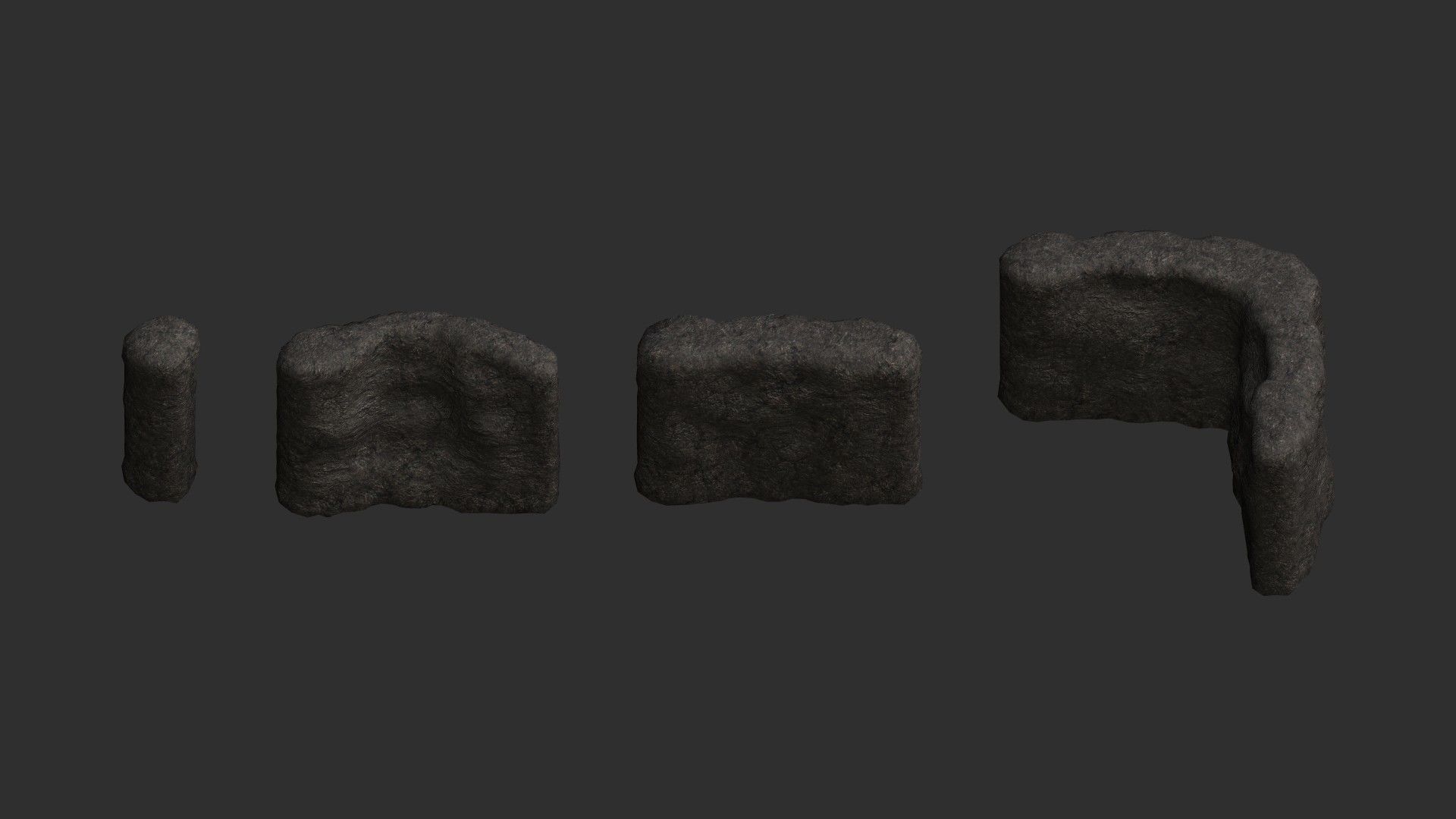 Cave Walls Combo - Base Low-poly 3D model_4