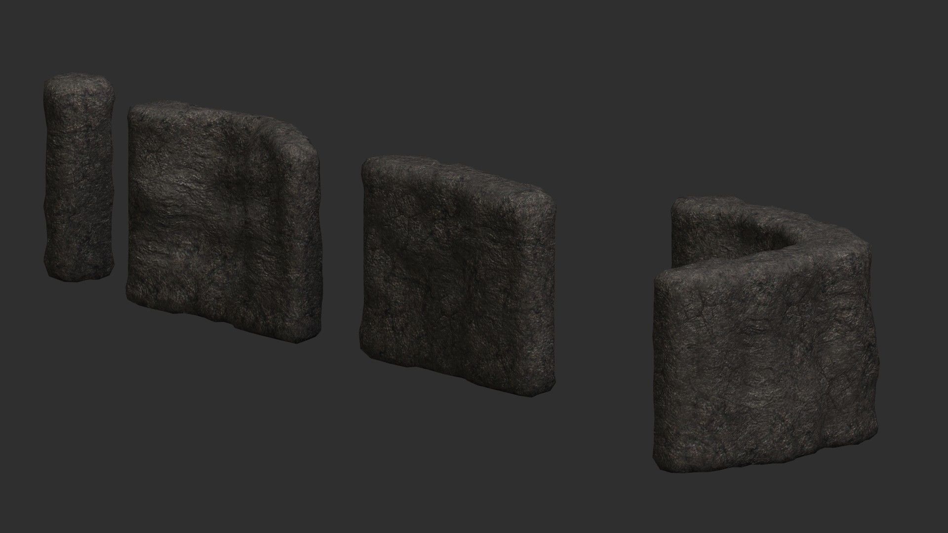 Cave Walls Combo - Base Low-poly 3D model_5