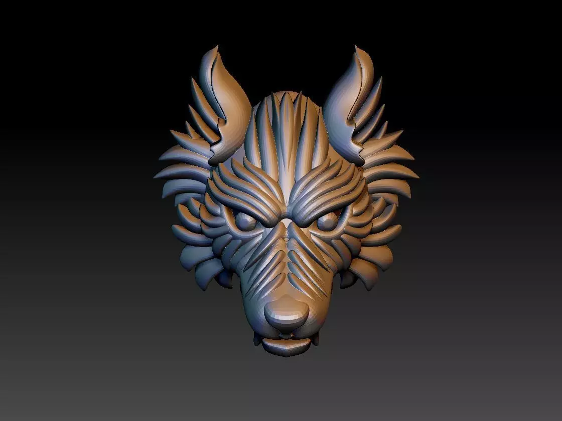 wolf head 3D print model_0