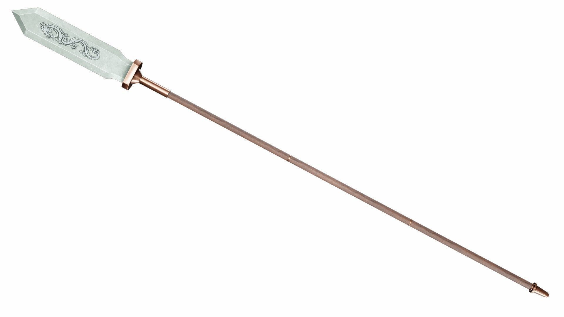 Spear with straight tip Low-poly 3D model_1