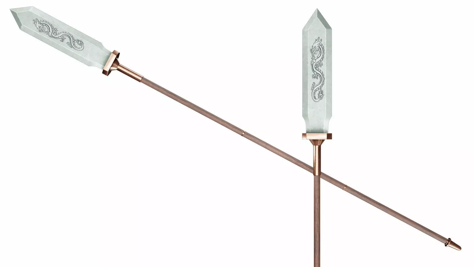 Spear with straight tip Low-poly 3D model_0